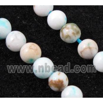 turquoise beads, tiny, round, white
