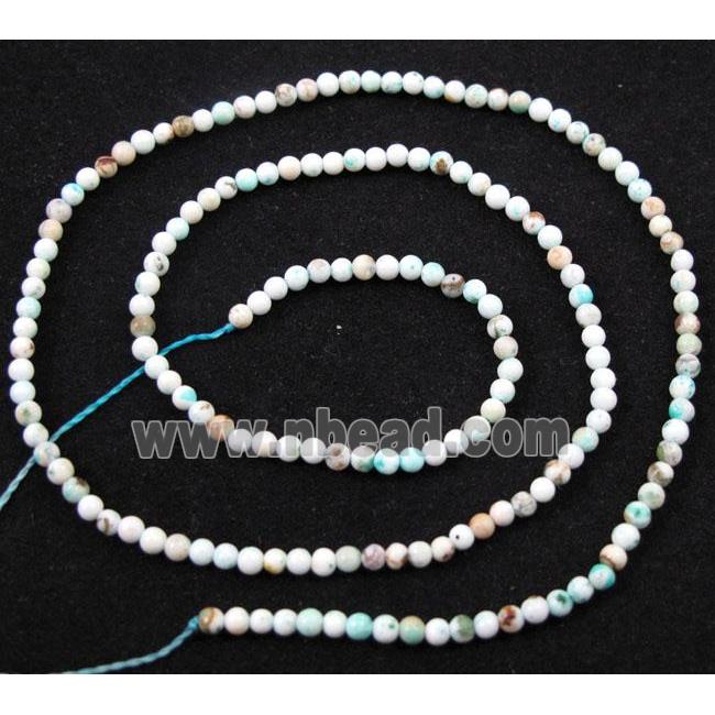 turquoise beads, tiny, round, white