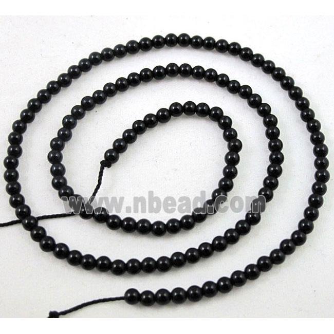 black onyx beads, tiny, round