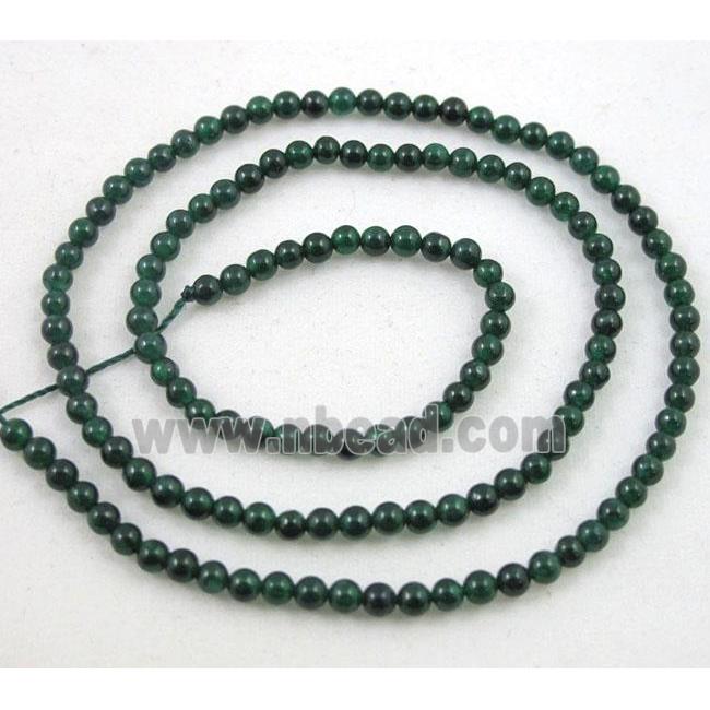 jade beads, tiny, round, deep green