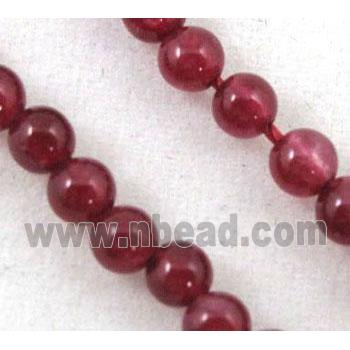 jade beads, tiny, round, hot-pink