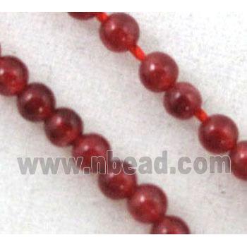 red jade beads, tiny, round
