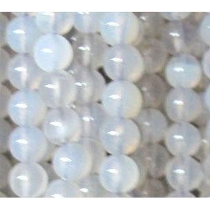tiny round White Agate Beads