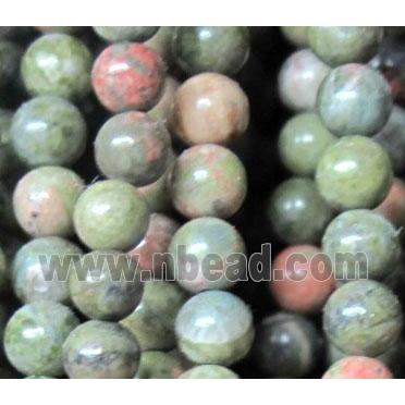 tiny jasper beads, round, green