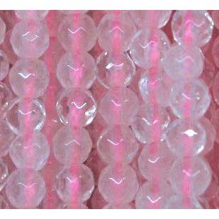 rose quartz beads, tiny, faceted round