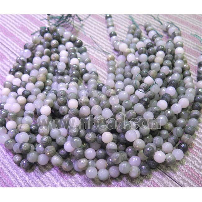 faceted round green Actinolite beads