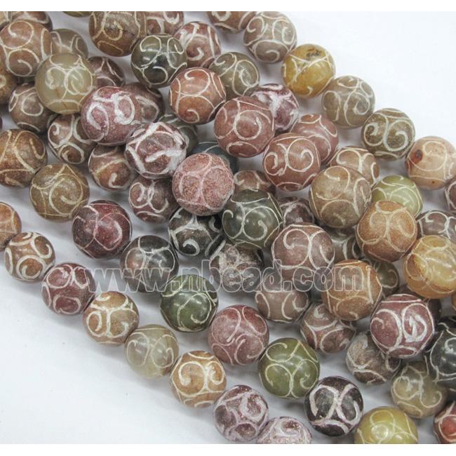 round Chinese Jade Beads, red