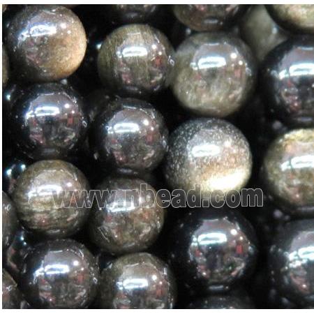 Mahogany Obsidian beads, round
