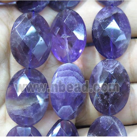 amethyst bead, faceted oval, purple