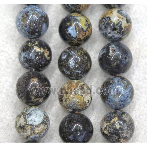 Natural Blue Ocean Agate Beads Smooth Round