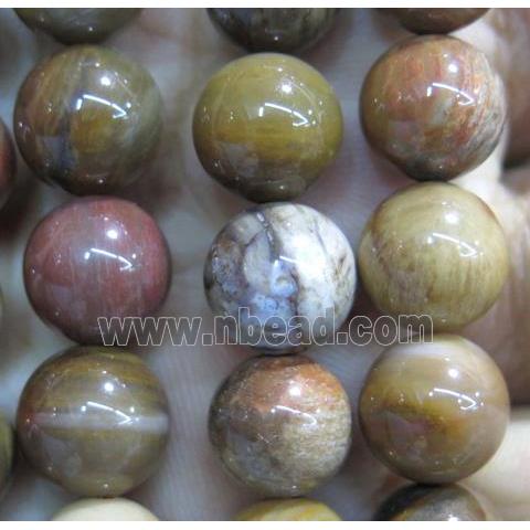 wooden Petrified Jasper beads, round