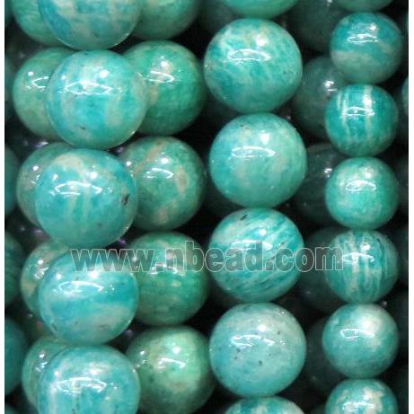 natural Russian Amazonite beads, round, green, AA-grade