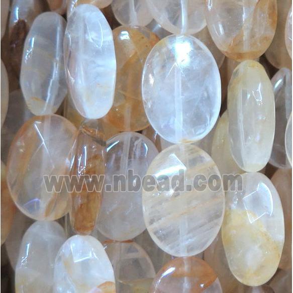 yellow Iron-Quartz Beads, faceted oval