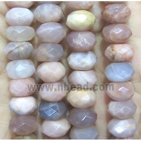 natural Sunstone bead, faceted rondelle