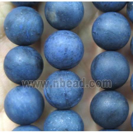 round blue Dumortierite jasper beads, matte