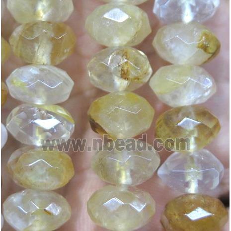 Iron-Quartz beads, yellow, faceted rondelle
