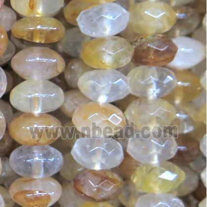 Iron-Quartz beads, yellow, faceted rondelle