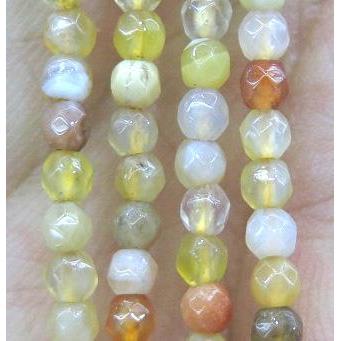 tiny Yellow Agate Beads, faceted round