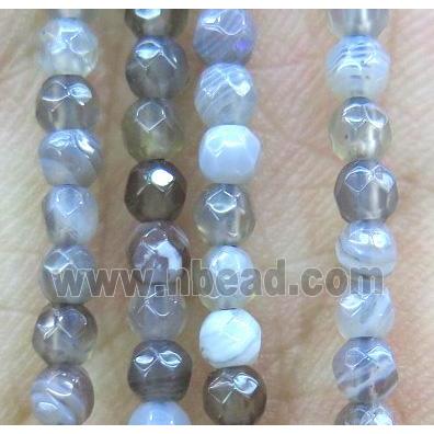natural gray Botswana Agate Beads, faceted round, tiny