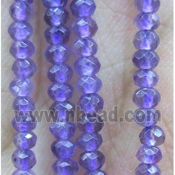 tiny Amethyst bead, faceted rondelle, purple