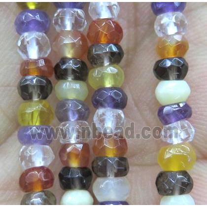 mixed gems beads, faceted rondelle
