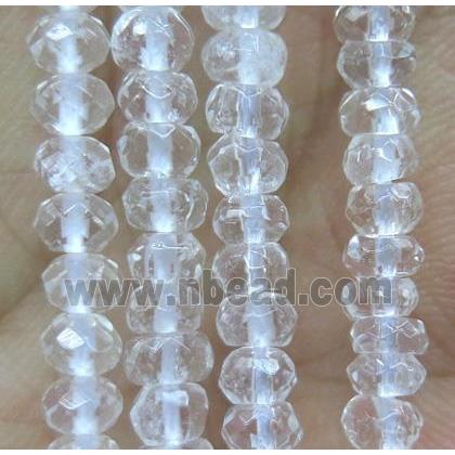 tiny Clear Quartz Beads, faceted rondelle