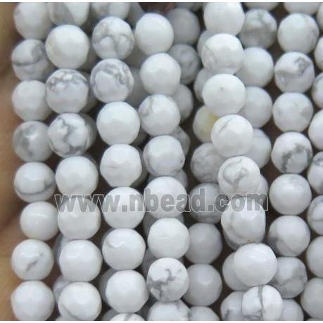tiny Turquoise beads, white, faceted round