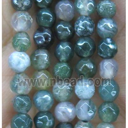 tiny Moss Agate beads, faceted round