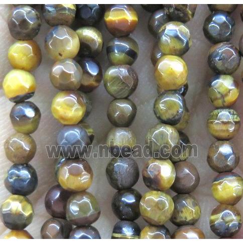 tiny tiger eye stone beads, faceted round