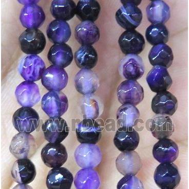purple striped agate beads, faceted round