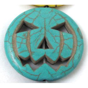 Synthetic Turquoise Beads Halloween Pumpkin Charms Mixed Color