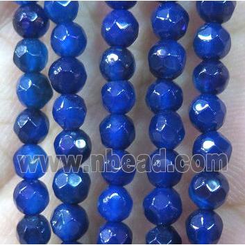 Tiny blue agate bead, faceted round
