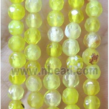 Tiny yellow agate beads, faceted round