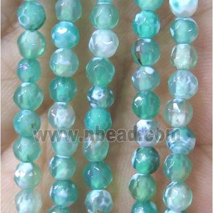 Tiny green fire agate bead, faceted round