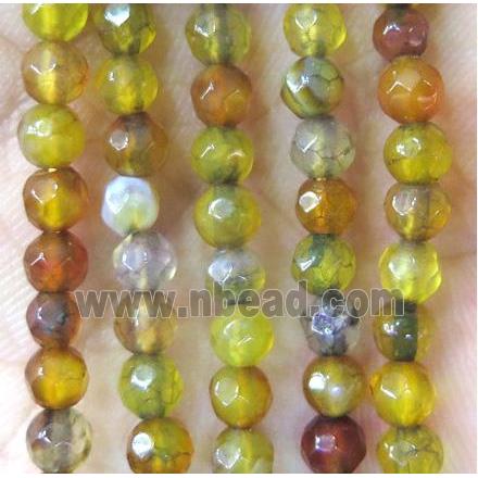 Tiny agate beads, faceted round, olive