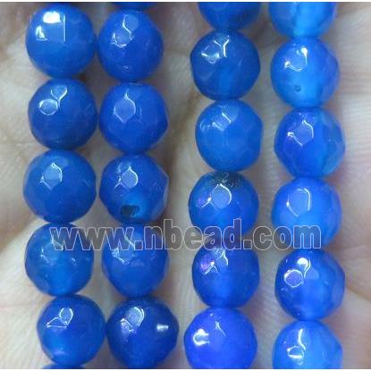 blue agate beads, faceted round