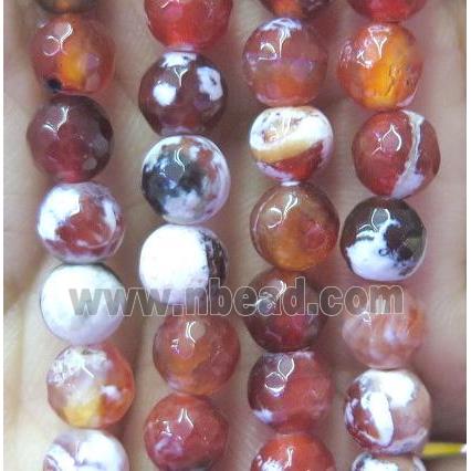 red fire agate beads, faceted round