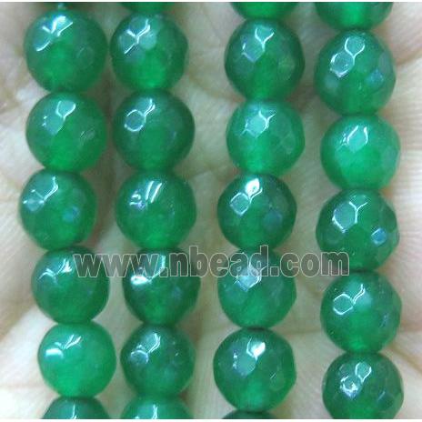 green agate beads, faceted round