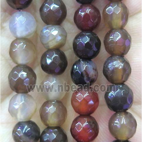 coffee agate beads, faceted round