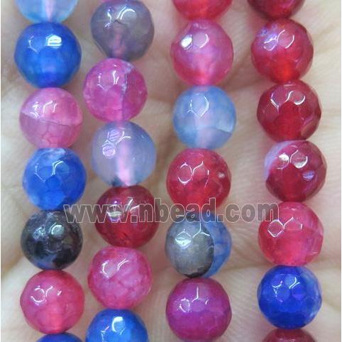 agate beads, faceted round, mix color