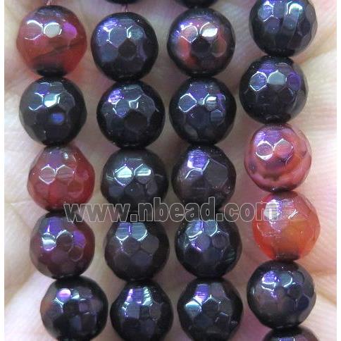 black agate bead, faceted round