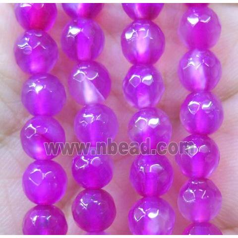hotpink agate beads, faceted round