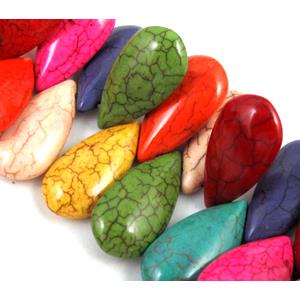synthetic Turquoise Beads, tear-drop, mix color