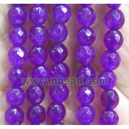 purple dye Jade Beads, faceted round