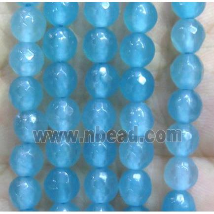 blue Jade Beads, faceted round, dye