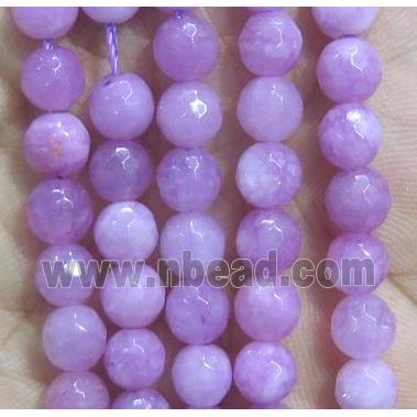 Jade Beads, faceted round, purple dye
