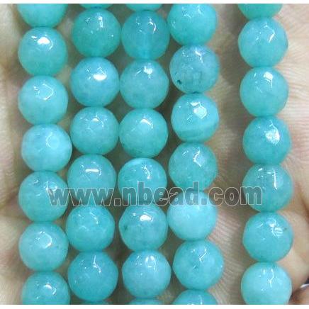 Jade Beads, faceted round, aqua dye