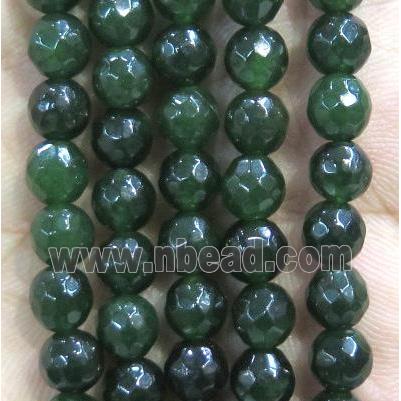 Jade Beads, faceted round, green dye
