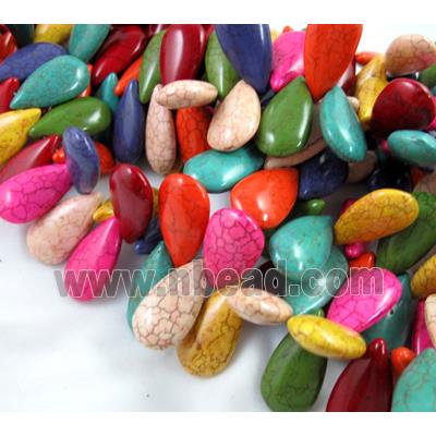 synthetic Turquoise Beads, tear-drop, mix color