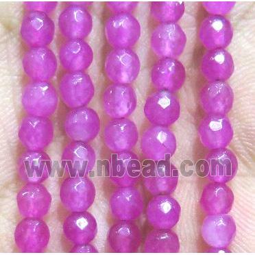 Jade Beads, faceted round, hotpink dye